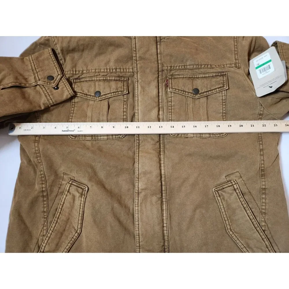 Levi's Washed Cotton Hooded Military Jacket – Men's Size Large Brown **read